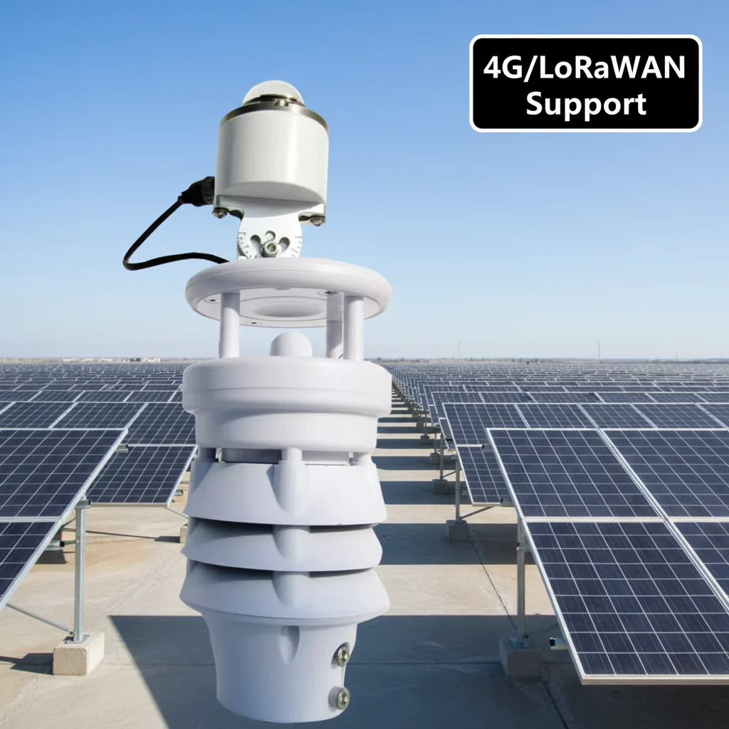 

CE RoHs High Accuracy Wireless LoRa LoRawan 4G Solar Radiation Sensor Weather Station with SDI12 RS485 for PV Power Plant