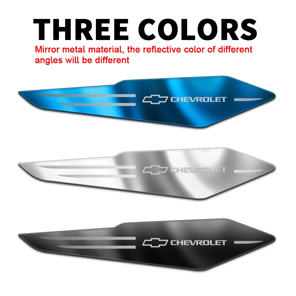 2 uds 3D guardabarros de coche de Metal emblema de ala lateral pegatina reflectante para Chevrolet Trax Cruze Malibu Camaro Cavalier Equinox Orlando Z71