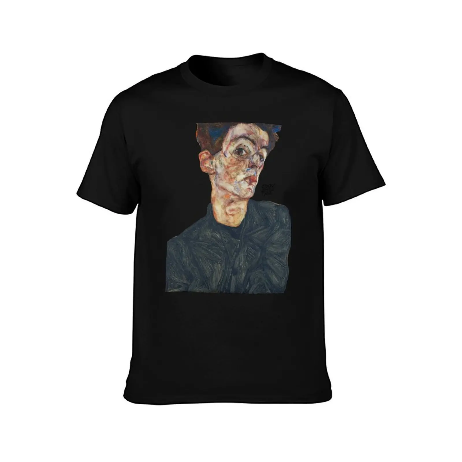 Self Portrait with Physalis by Egon Schiele 1914 T-Shirt Sweat Resistant Workout Tee Shirt view 2