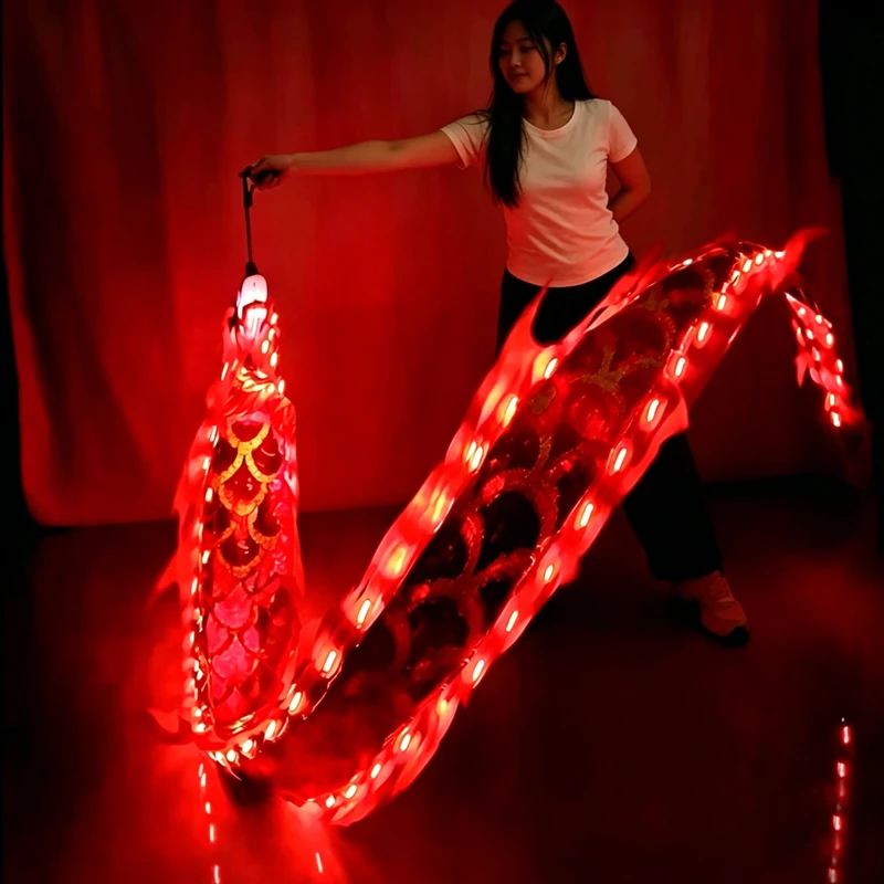 2/3/5Meters 3D LED Glowing  Dragon Poi Square Fitness Dance Dragon Festival  Performance Props Chinese New Year Dance LED Ribbon view 3