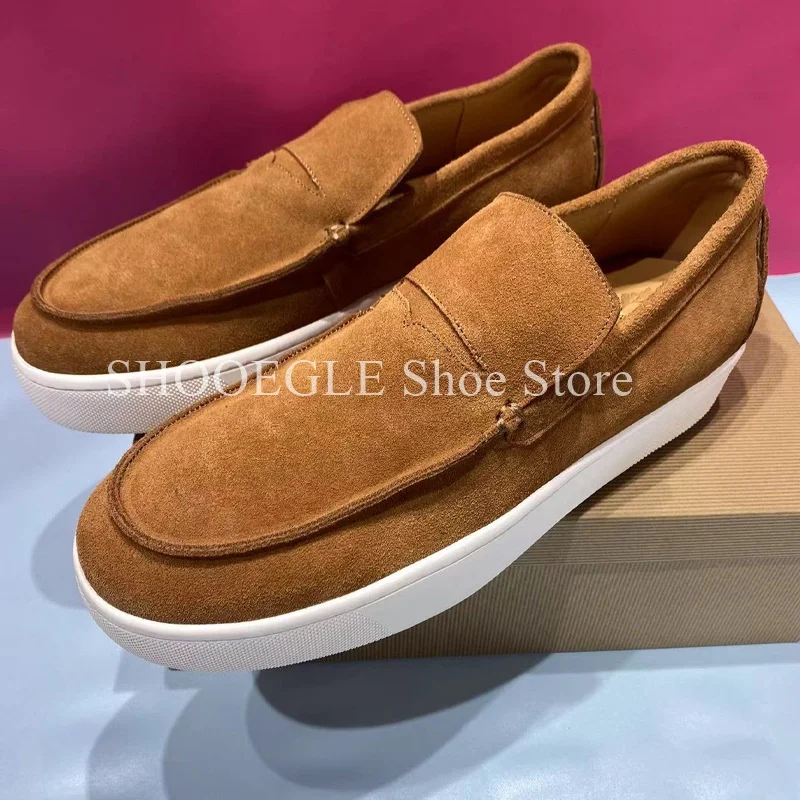 

New Heightened Platform Men Shoes Cow Suede Loafers Leisure Handmade Bussines Casual Comfort Party Wedding Flat Shoes For Men