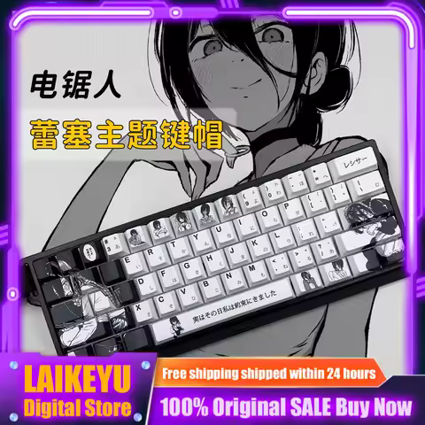 Reze Theme Anime Keycap Mechanical Keyboard 106 Keys Cherry PBT Custom Keycap Cross Axis PC Gaming Keyboard Gift Collection