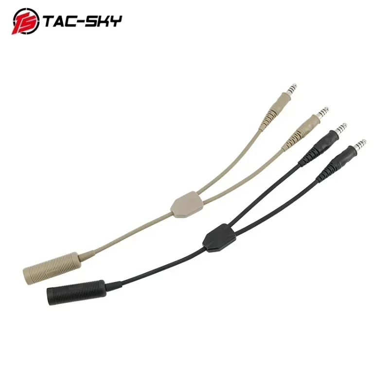TAC-SKY Tactical Military Headset Adapter Single Pass to Dual Pass Cable for Tactical Comta Sordin Shooting Headphone
