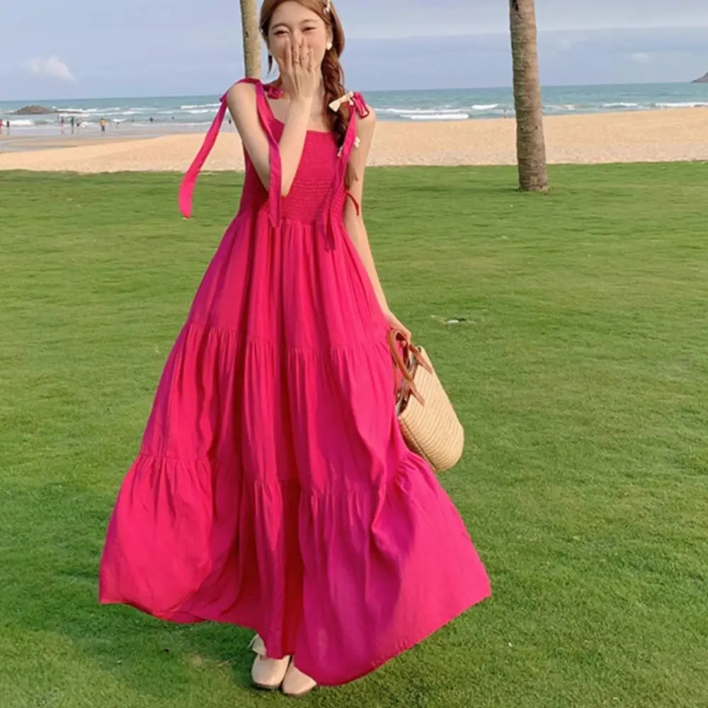 

Casual Loose Girl Princess Dress Sleeveless Sweet Teens Cake Sling Dress Ruffle Edge Children Beach Dress Kids