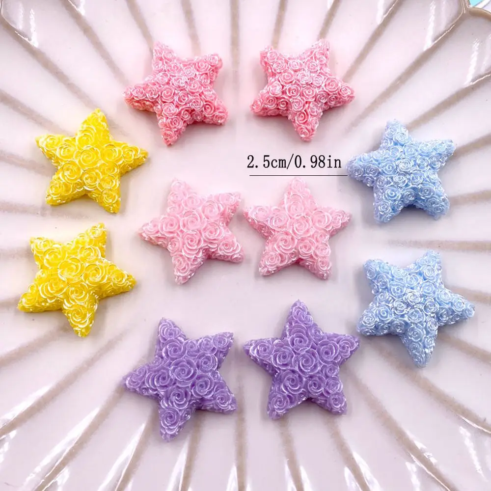 10PCS Mixed Resin Cartoon Colorful Rose Stars Figurines Flat back Stone DIY  Wedding Jewelry Decor Scrapbooks Accessories Crafts