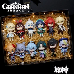 Hot 6pcs/set Genshin Impact Anime Figure Game Cartoon Aether Lumine Amber Venti Diluc Paimon Dolls Toy Kawaii Character  Gift