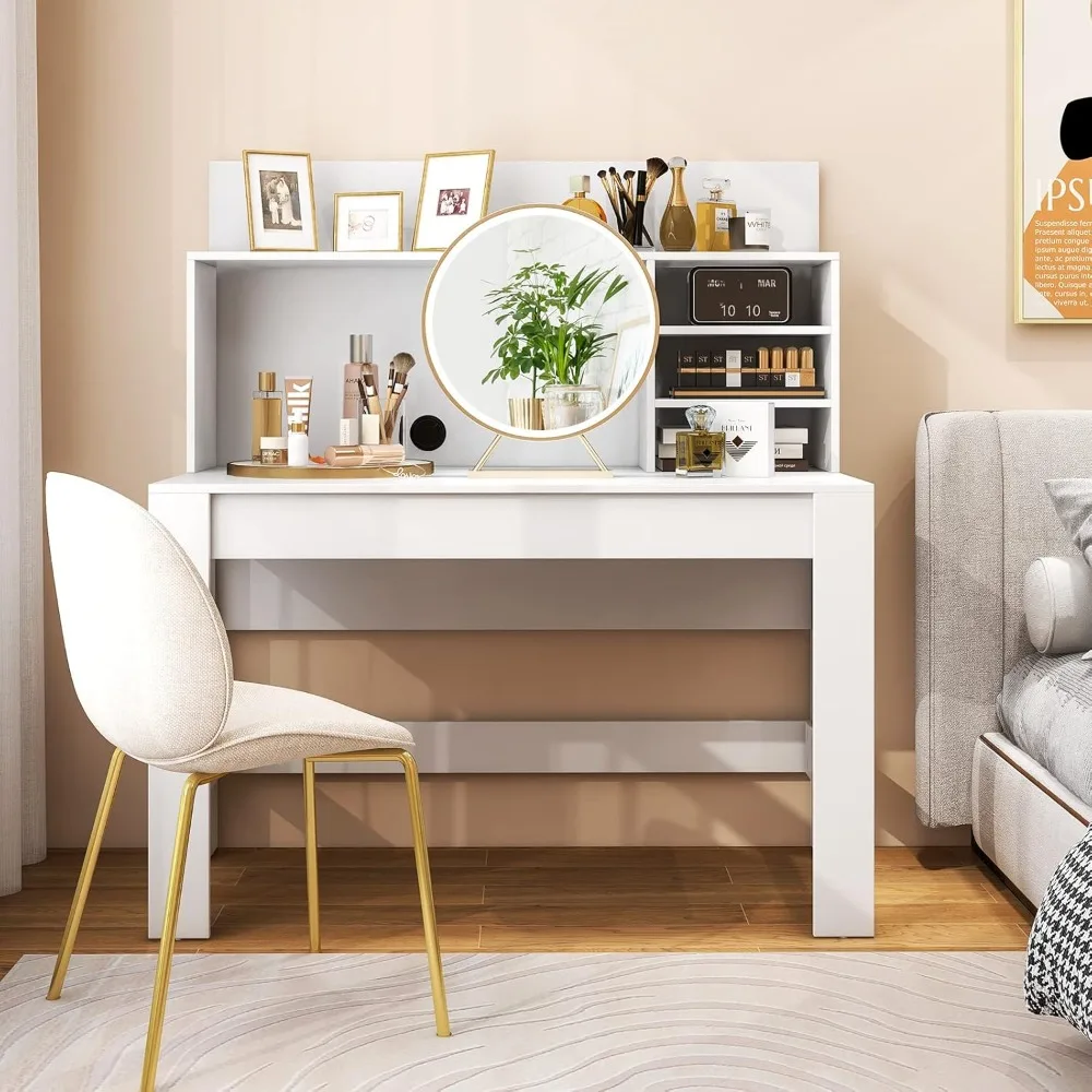 مكتب أبيض مع قفص، مكتب منزلي مع رف كتب، طاولة كمبيوتر محمول لمحطة عمل الكمبيوتر مع جهاز وكابل مضاد للانزلاق