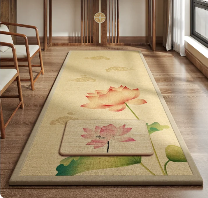 Thick Yoga Mat - Natürliche Rattan- und Leinen-Gewebematte für Meditation,