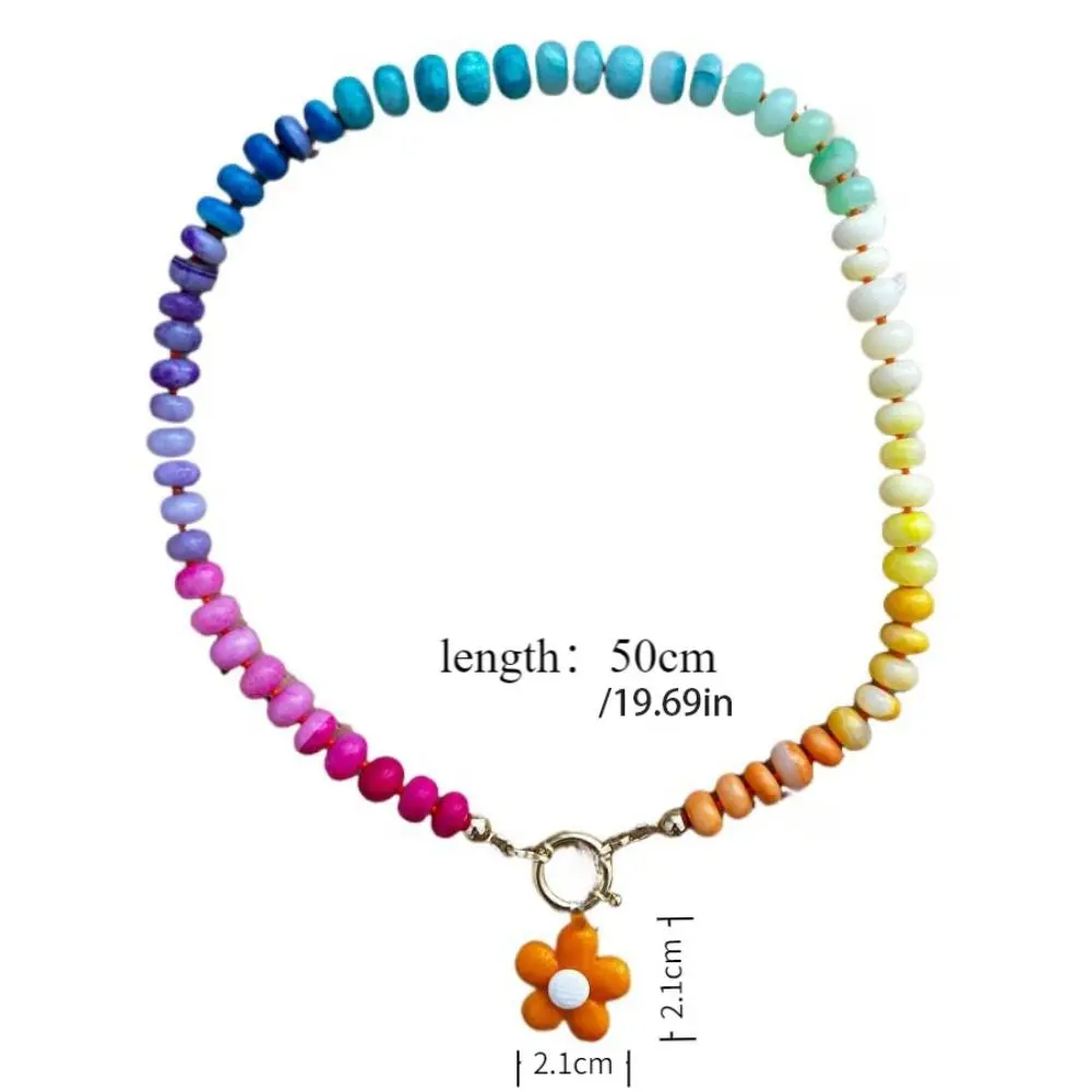 Creative Bohemia Flower Necklace Charms Jewelry Handmade Floral Chain Choker Colorful Beads Pendant Necklace Sea Beach
