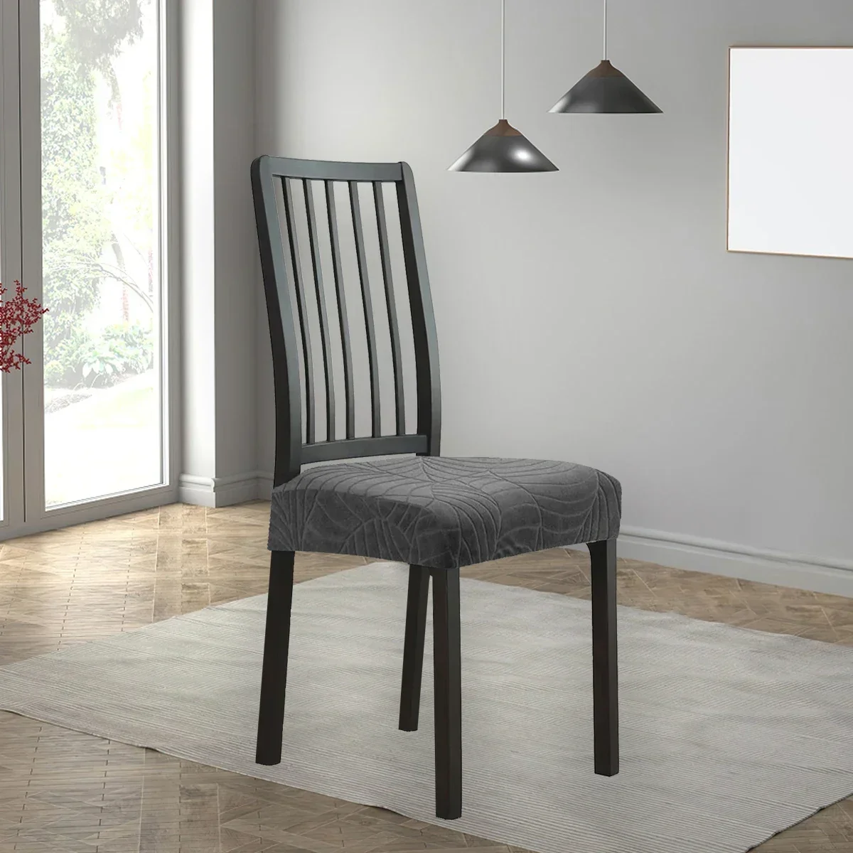 1/4Pcs Water Resistant Leaf Texture Jacquard Stretch Dining Chair Seat Cover Spandex Non Slip Furniture Protective Slipcover