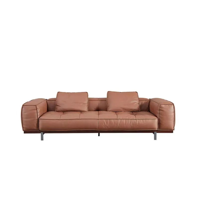 Tofu block sofa Modern living room first layer cowhide minimalist sofa