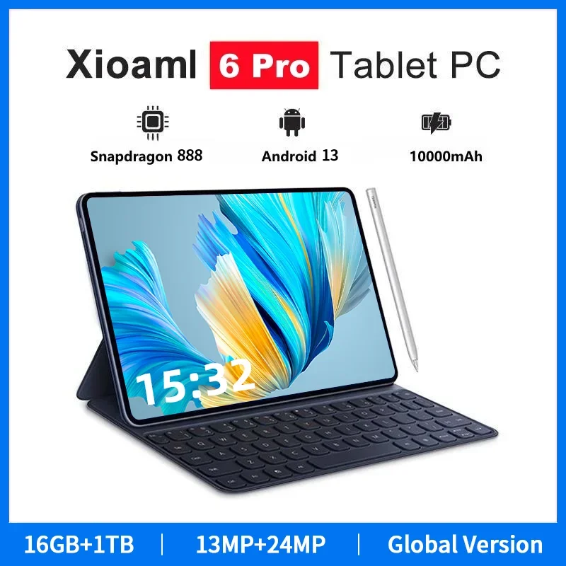 2024 Global Version Pad 6 PRO Tablet Android 13 16GB 1TB 11 Inch 10000mAh 5G Dual SIM Phone Call GPS WPS Tablet Bluetooth WiFi