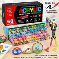 Marcadores de Pintura Acrílica con Punta de Pincel para Pintar Rocas, Madera, Lienzo, Tazas, Tela. Marcadores No Tóxicos para Manualidades y Regalos Únicos.