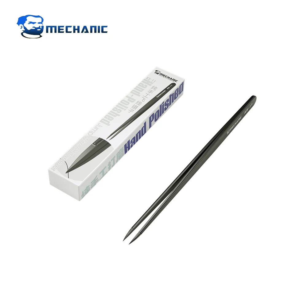 

MECHANIC KS-11 Hand Polished Jumper Non-magnetic Tweezers 0.008mm Tip Precision Stainless Steel Mobile Phone Repair Manual Tool