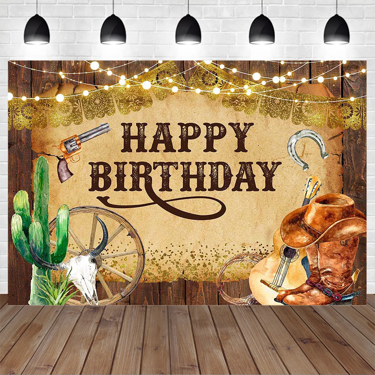 Western Cowboy Birthday Celebration Photography Background Wood Mexico Cactus Music Festival Party Decor Backdrop Children Photo