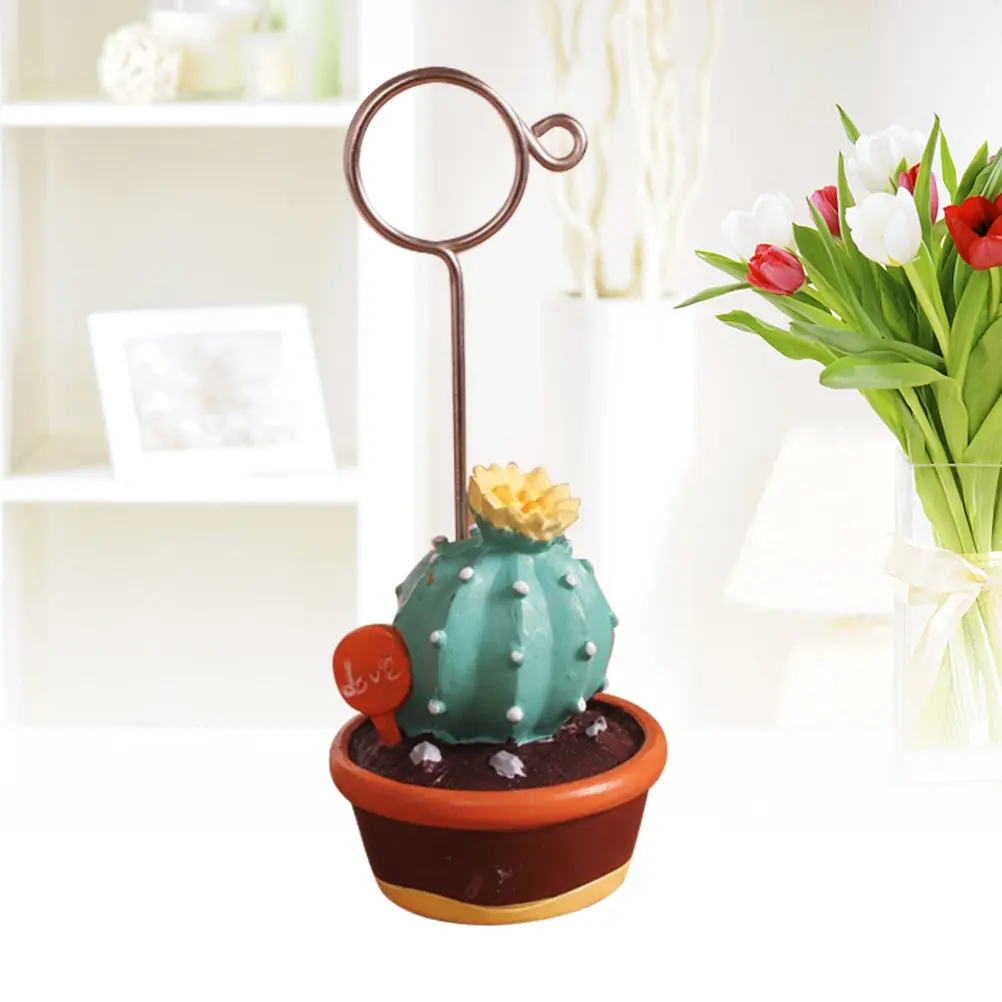 Cactus Themed Microlandschaft Memo Stand Photo Holder Note Clip for Desk Office Home Use Decorative Succulent Plant Design