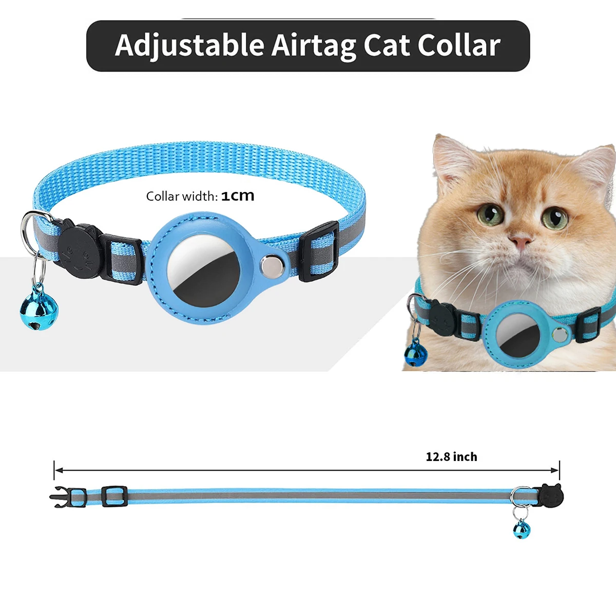 Gato airtag titular colar breakaway tiras reflexivas ajustável gatinho colar à prova dwaterproof água gato sino colar pet air tag caso