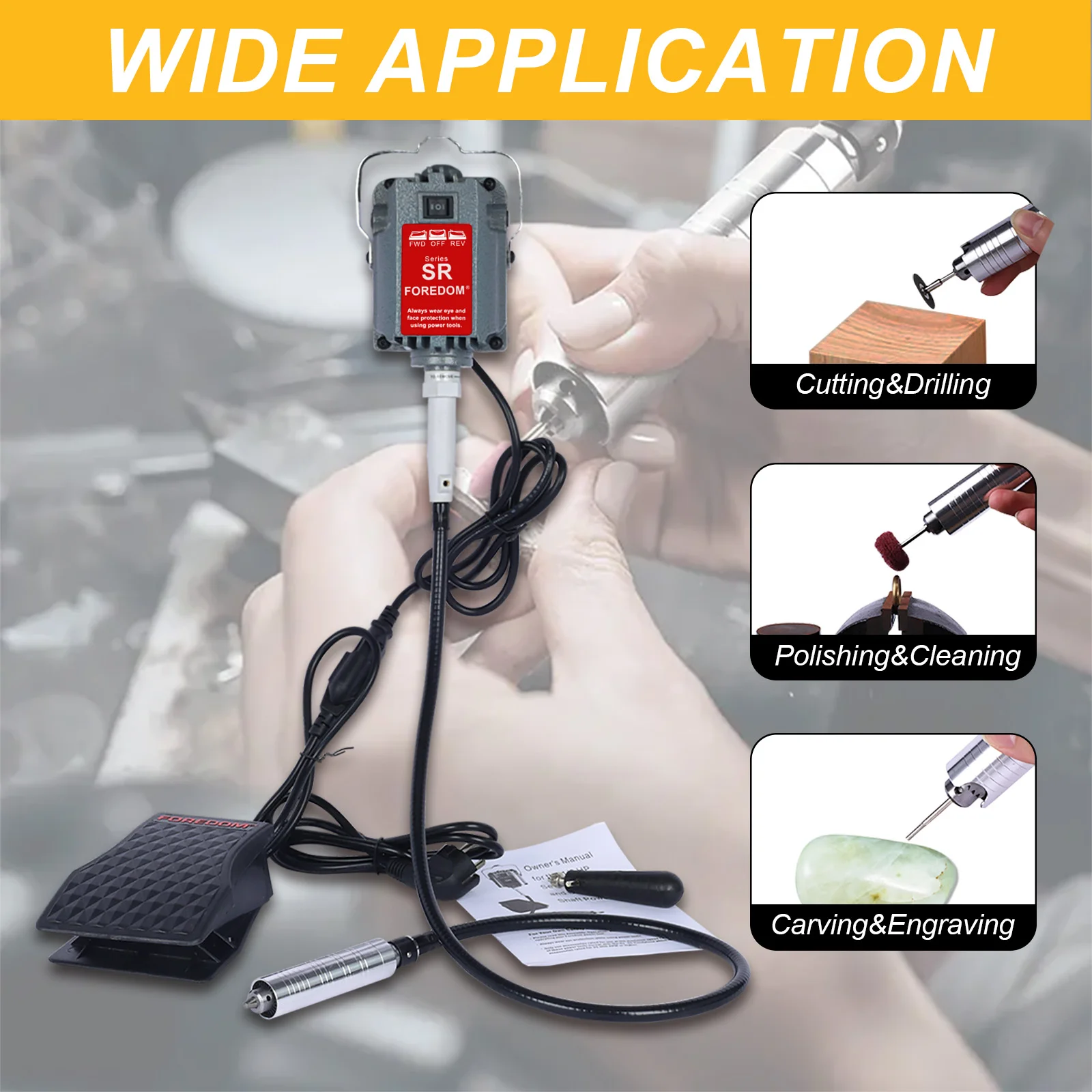 

Подвесная шлифовальная машина с гибким валом 18000 об/мин SR — полировщик двигателя с гибким валом — полировка ювелирных изделий, вращающиеся инструменты для резьбы по камню и дереву