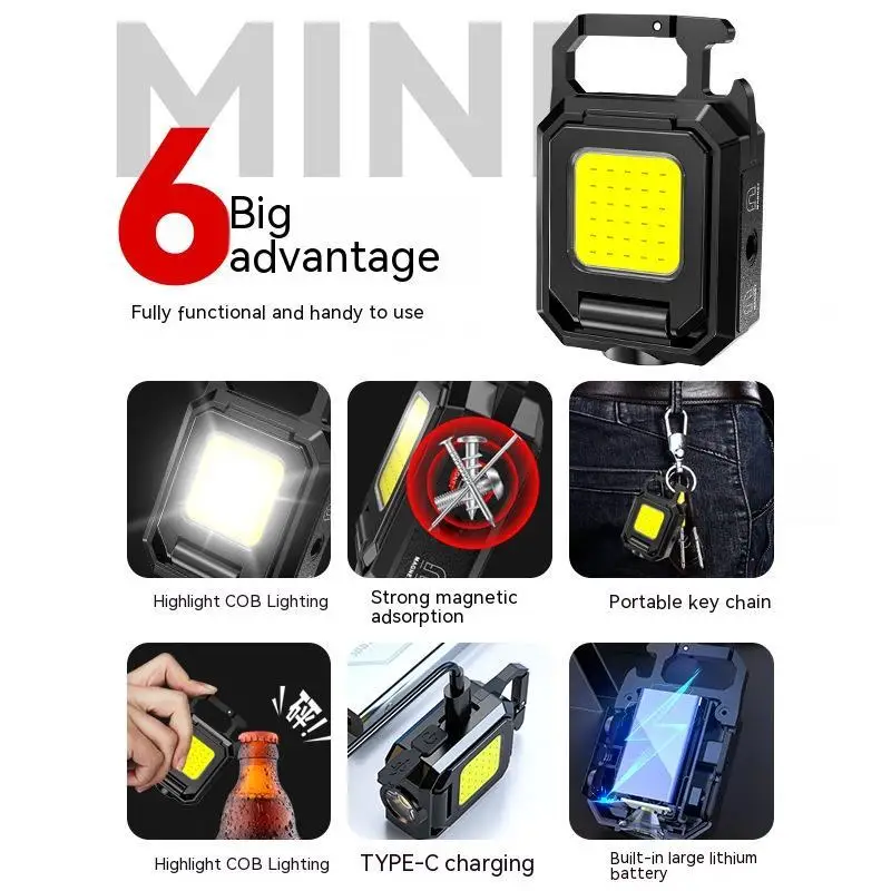 Outdoor Tent Light Multi Functional Mini Keychain Light Ultra Long Range Warning Light Portable Outdoor Flashlight