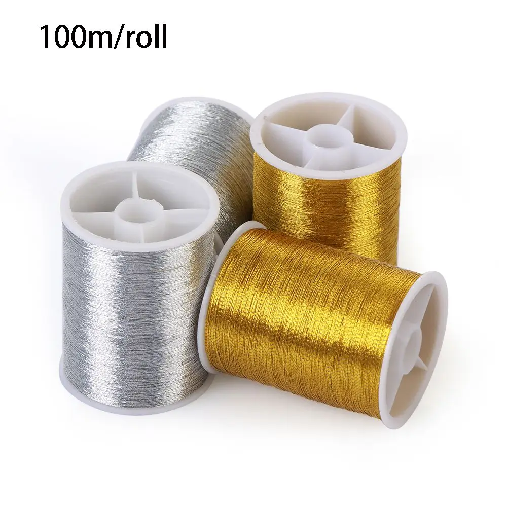 100 metres Spool DIY Handmade gold wire Embroidery Thread Sewing Machine Cross Stitch
