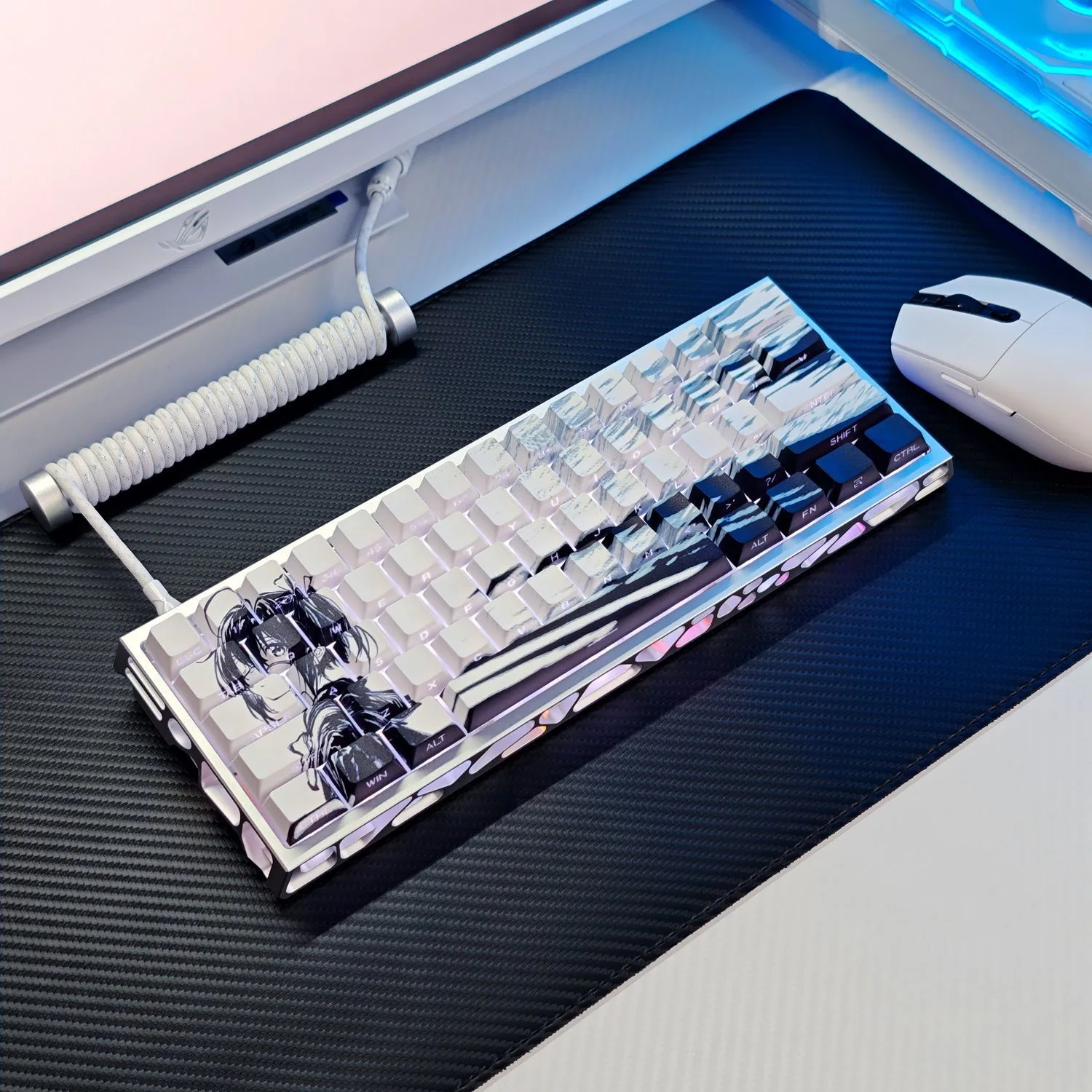 73 Kes Takanashi Rikka 半透明キーキャップ アニメ サイドプリントキーキャップ PBT ダイサブ チェリー メカニカルキーボード用 Wooting 60 65 68