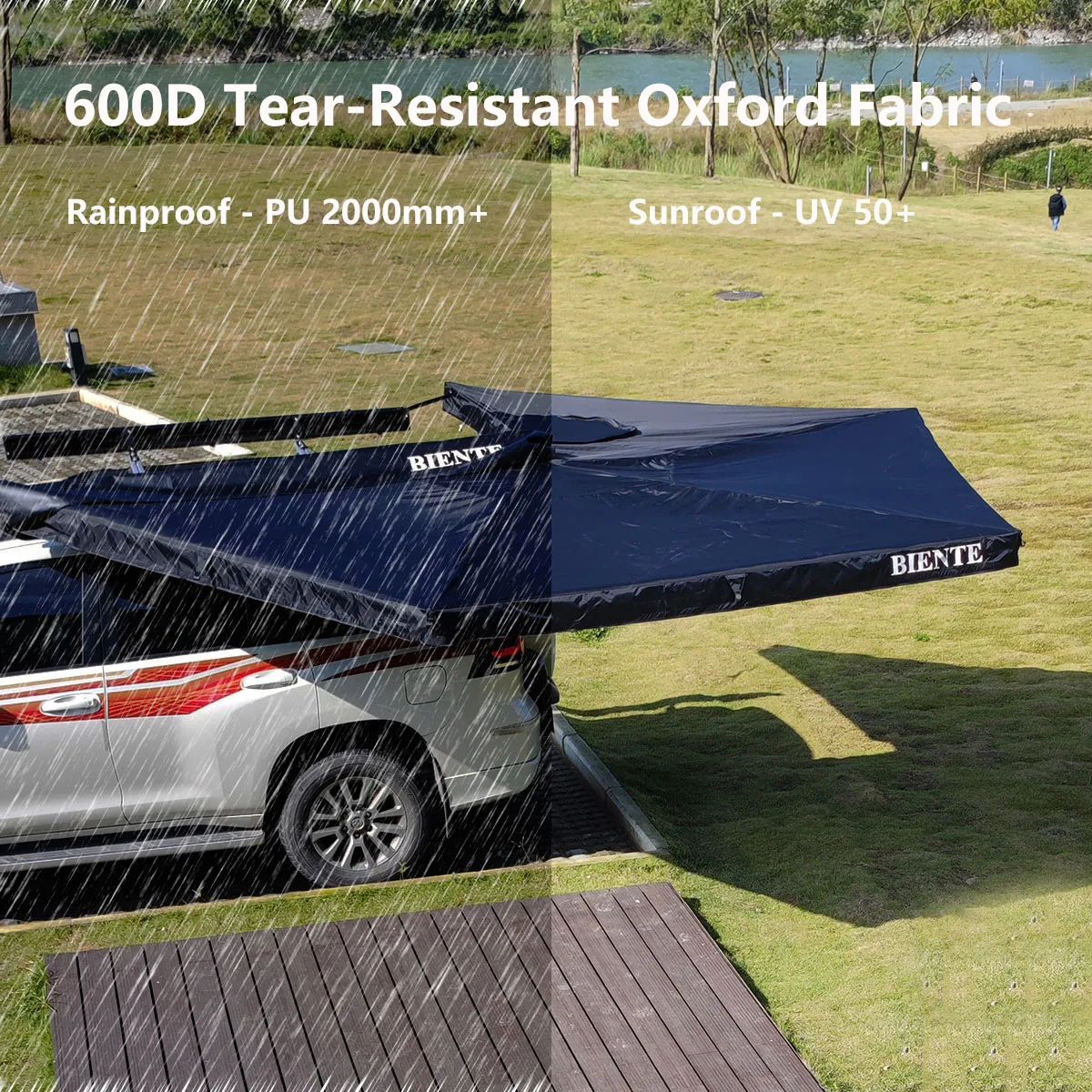 LED Lights Freestanding Car Side Anex 270 Awning For Outdoor Camping For 4x4 Offroad view 3