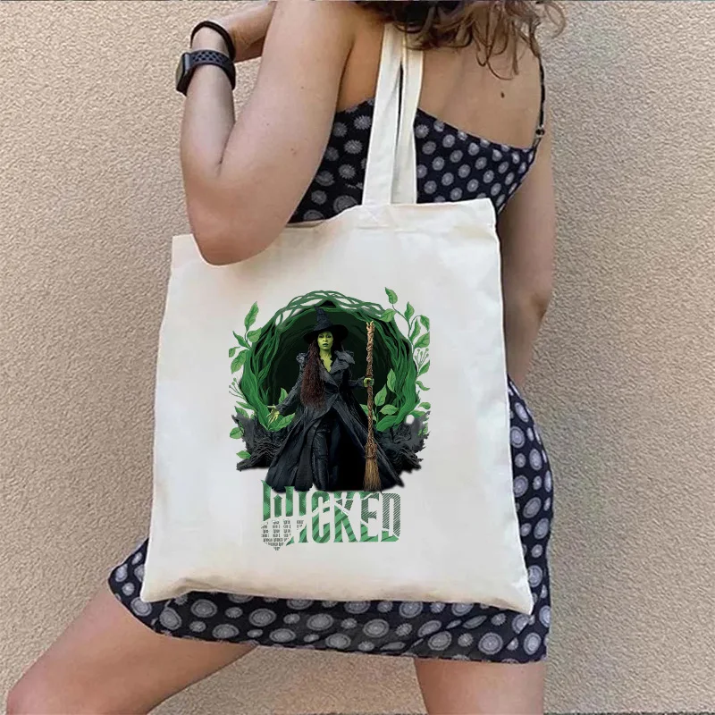 

Женская сумка серии Wickeds, многоразовая милая холщовая сумка-шоппер Glinda, модные студенческие эстетичные сумки на плечо, подарки на день рождения