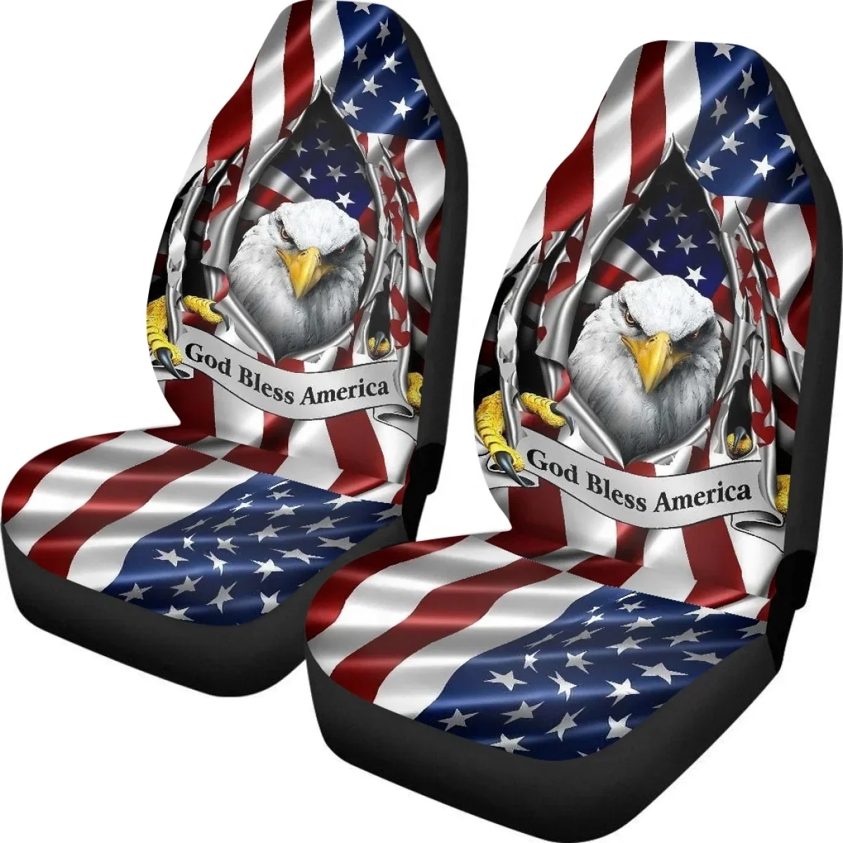 Car Seat Covers American Country Flag Eagle Pattern Car Accessories for Woman Men Comfort Material High Quality Vehicle Supplies