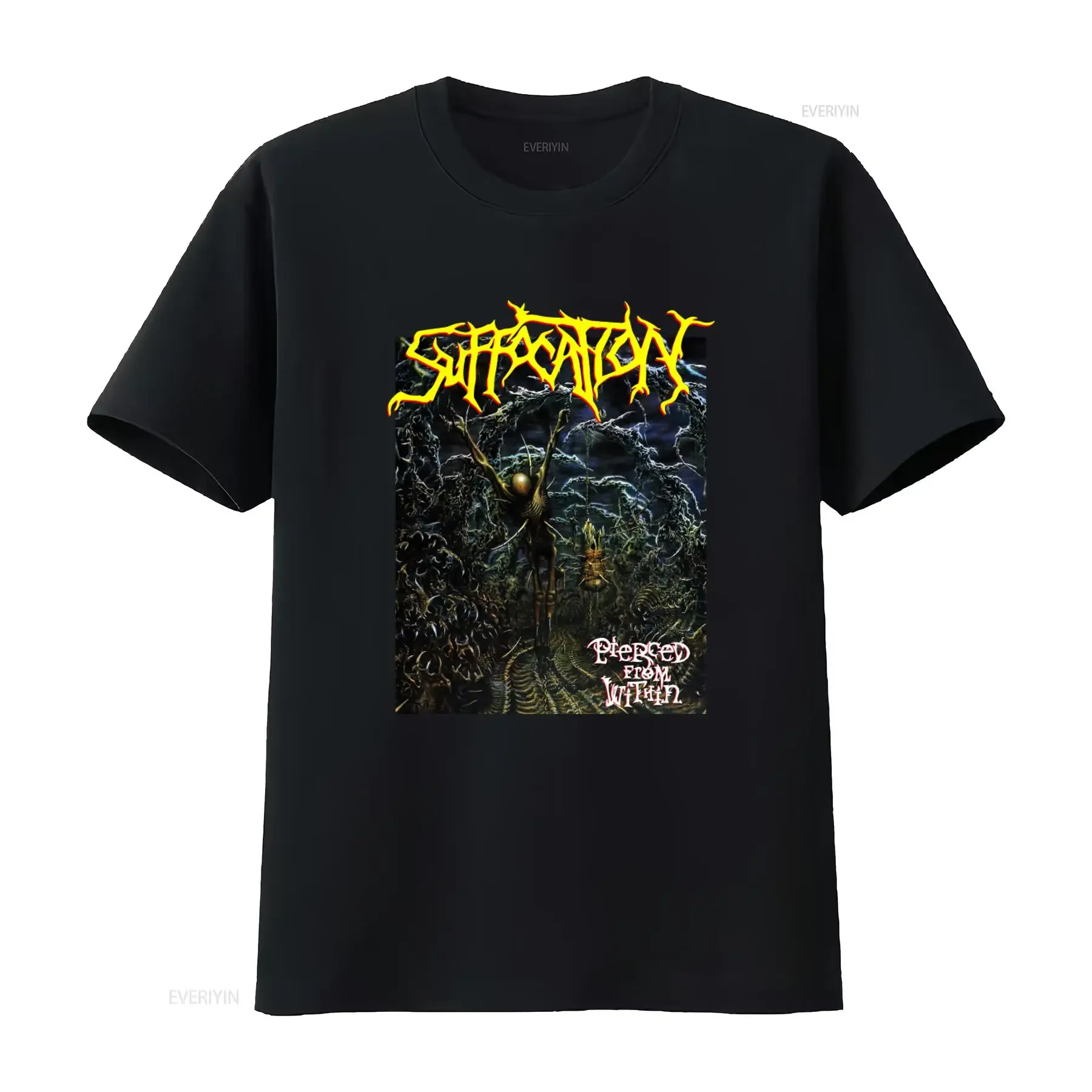 Suffocation Pierced From Within Band New Black T Shirt for Men Rock Metal Fans Fashion vintage Washed streetwear