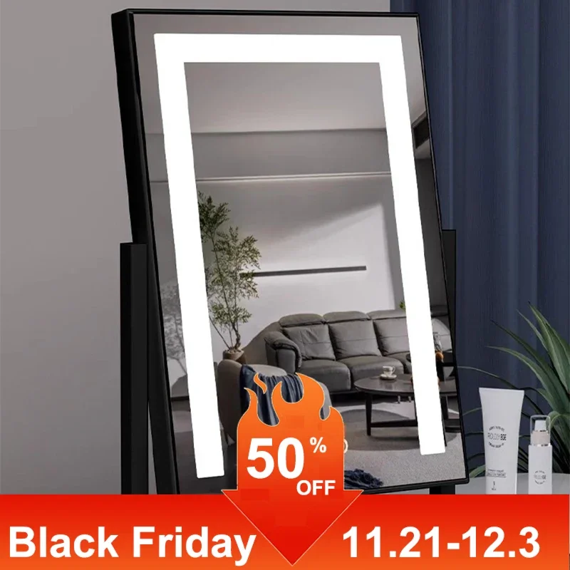 Adhesive Flexible Mirror Mirrors Large Led Lighting Tabletop Light Home Decoration Luxury Espejos Adhesivo De Pared Makeup