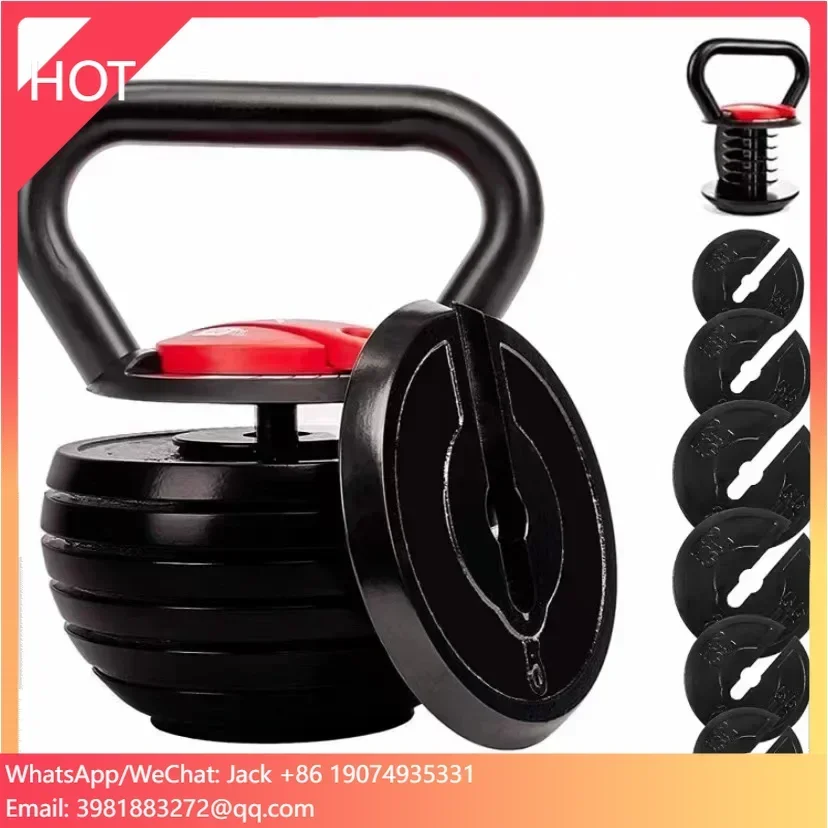 Home Gym Fitness Customized Logo Cast Iron Adjustable 40lbs Hollow Adjustable Kettlebell With Portable Weight Plates