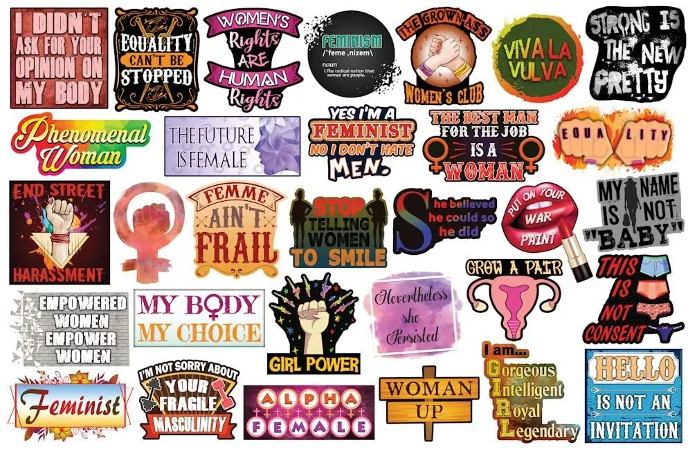 

For 1Set Feminist Stickers Support Feminism with Water Bottle Cool Stickers Feminist Who Supports Girl Vinyl Stickers