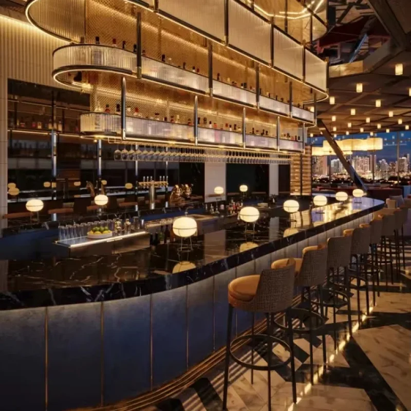 

custom.Commercial Nightclub Furniture Solid Surface Marble Texture Led Bar Counter Hotel Restaurant Bar Table