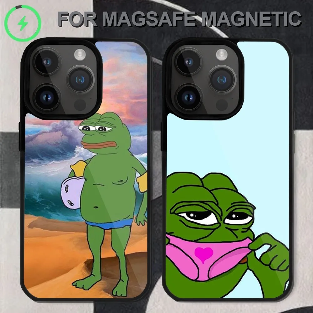 P-Pepe The F-Frog  Phone Case  For iPhone 14 13 12 11 15 Pro Max Magsafe Wireless Charge Plus Mini Cover