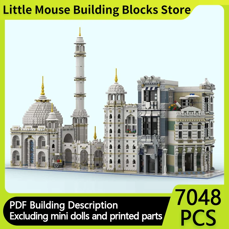 

City Street View Model MOC Building Bricks Temple Corner Shop Modular Technology Gifts Holiday Assemble Children Toys Suit