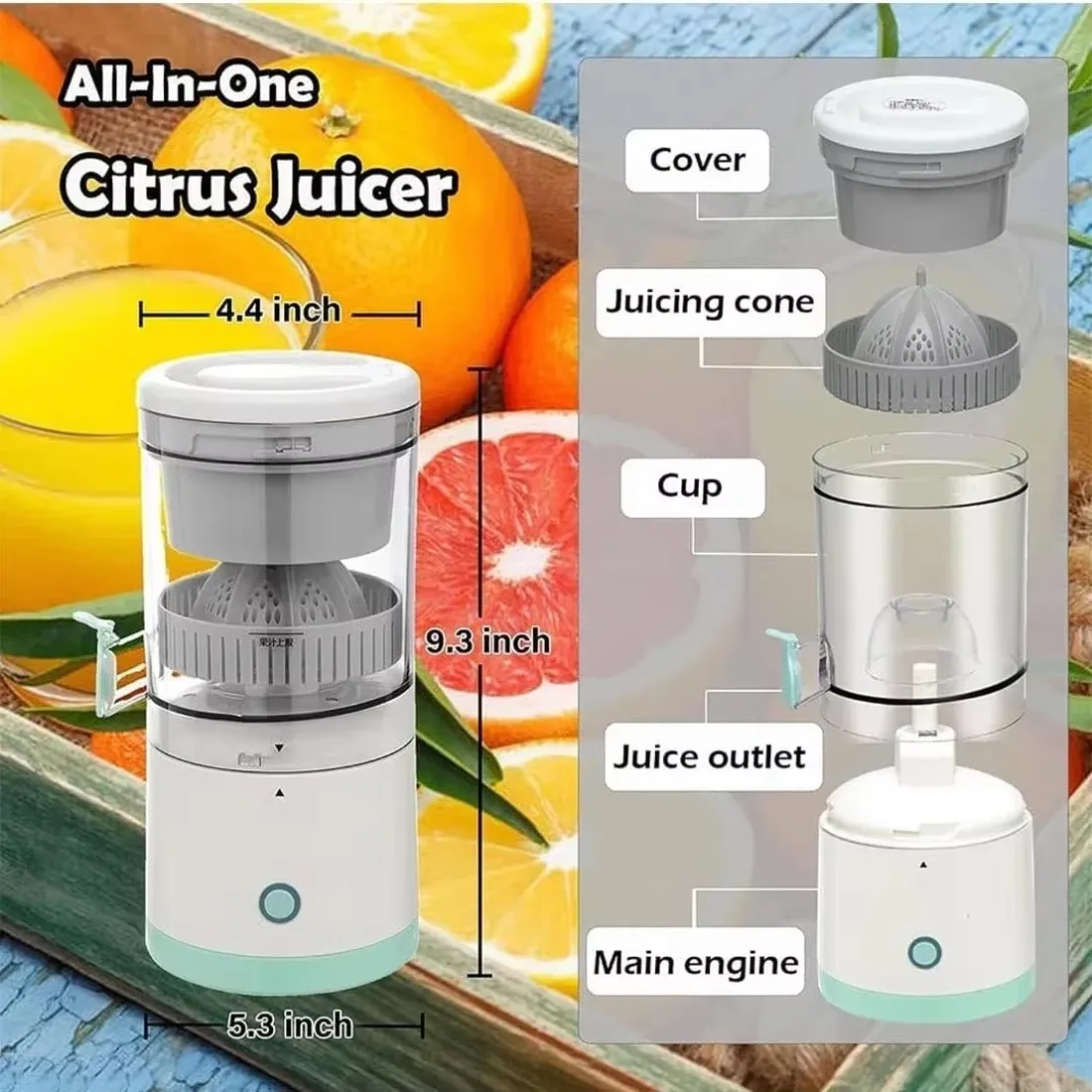 Xiaomi Portable Electric Juicer Orange Lemon Squeezer USB Charging Mini Household Juice Squeezer Fresh Separator Press Machine