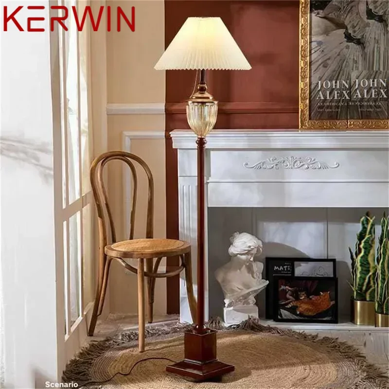 

KERWIN American Retro Floor Lamp European Luxurious Bedroom Living Room Beside The Sofa Villa Hotel Decorative Standing Light