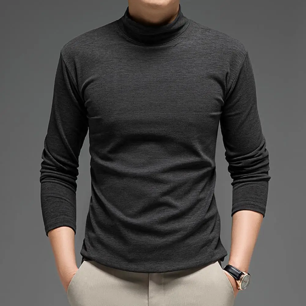 Outer Layer Top for Men Men's Slim Fit Long Sleeve Pullover Sweater Versatile Business Outer Layer for Professionals for Autumn