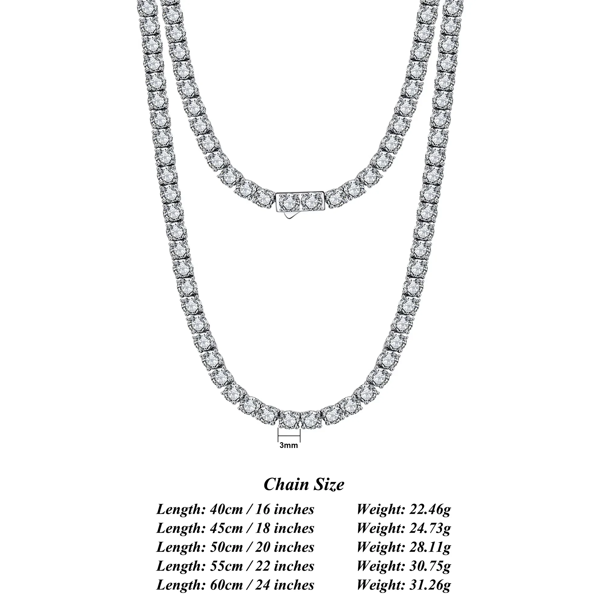 ORSA JUWELEN Luxus 925 Sterling Silber 3/4mm Tennis Kette Halskette für Frauen Mode Runde Zirkonia Halskette schmuck SC74