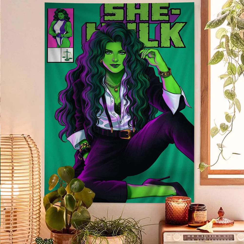 She Hulk Tapestry Art Printing Bohemian Wall Tapestries Mandala Decor Blanket