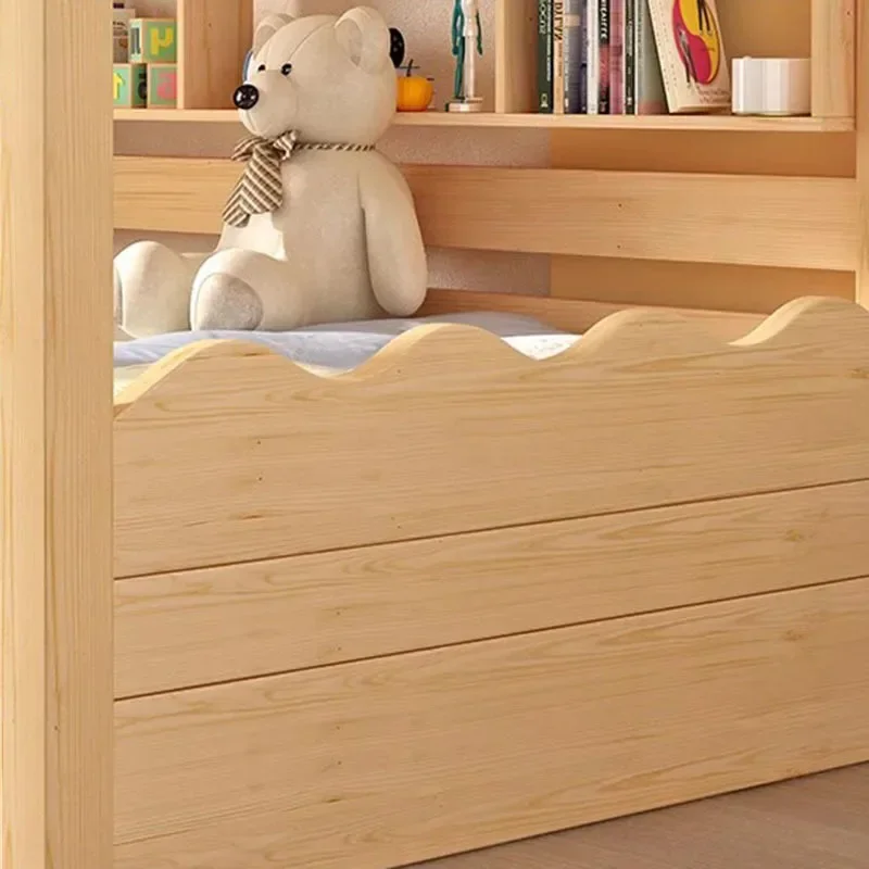 Nordic Solid Wood Children Break Bed Student Shaped Organizer Guardrail Bed American Confortable Cama De Casal Modern Furniture