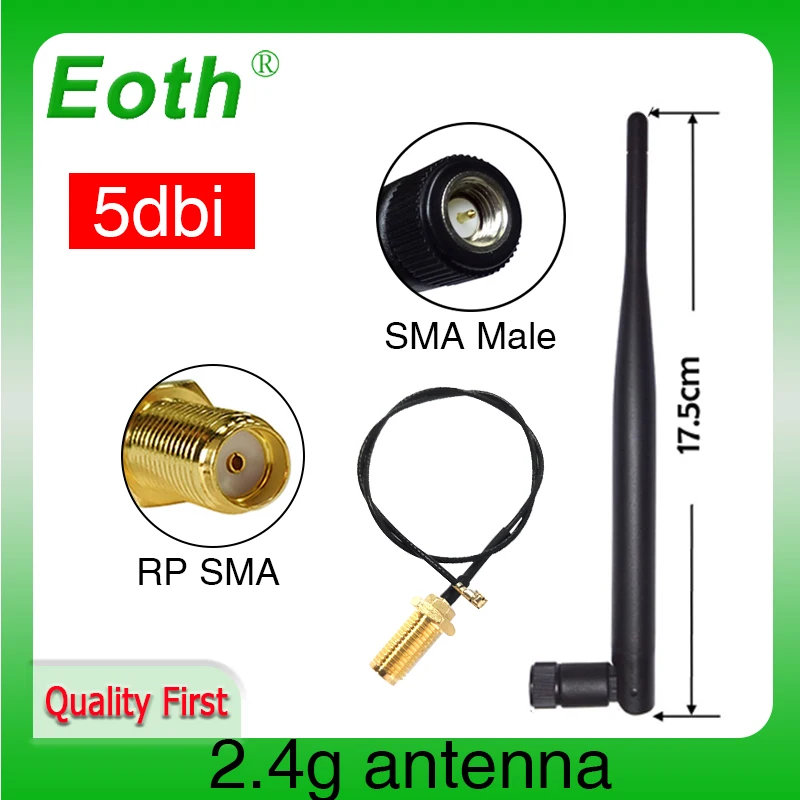 2.4ghz wifi antena 5dbi sma conector macho omni-direcional 2.4g antena iot roteador wi fi antena 21cm RP-SMA macho trança cabo