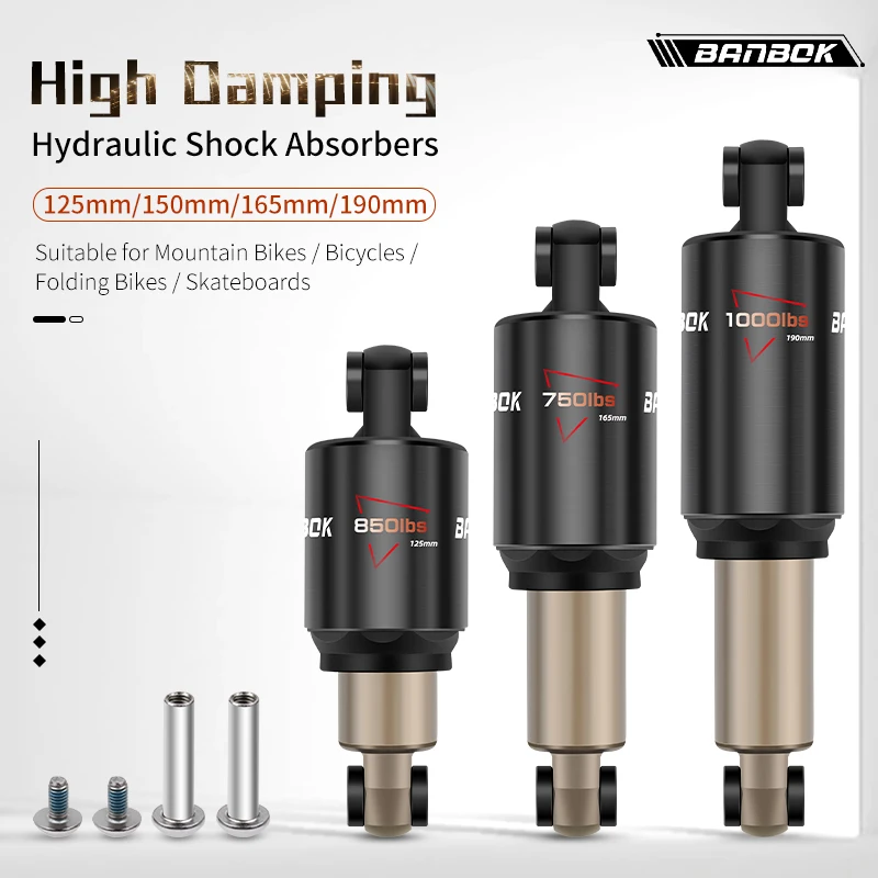 

BANBOK MTB Bike Rear Shock Absorbers 750/1000LBS Aluminum Alloy Oil Spring Shock Absorbers 125/150/165/190 MM Scooter Parts