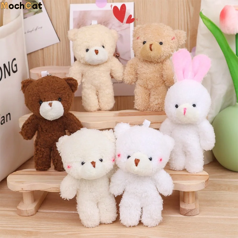 

10Pcs Cartoon Animal Little Bear Plush Toy Keyring Stuffed White Bear Plush Keychain Cute 12.5cm Bear Plush Dolls Kids