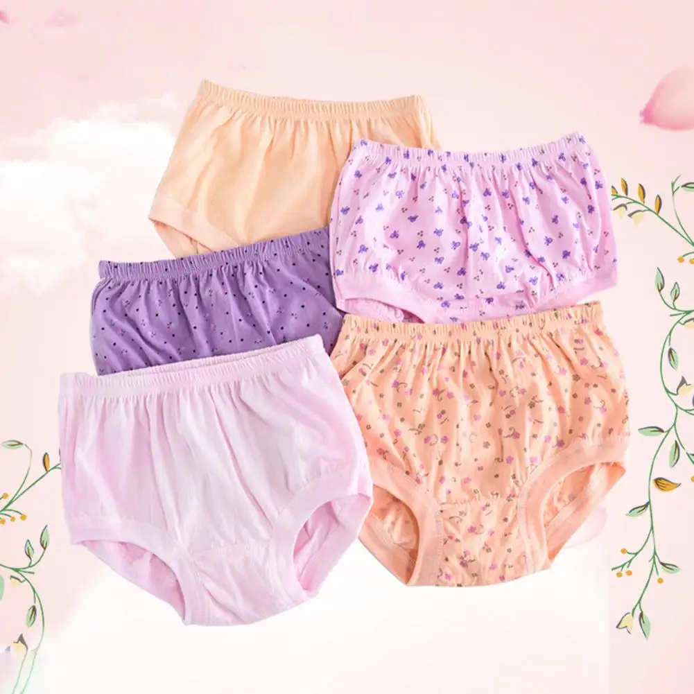 Women Panties Comfortable Cotton Panties for Mid-aged Women Elastic Waist Plus Size High Waist Underpants for Mother Grandmother