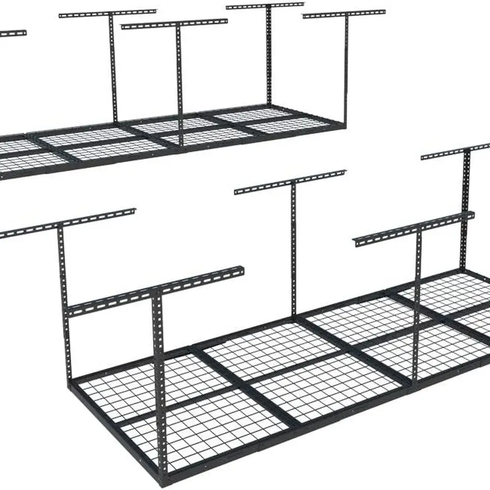 

FLEXIMOUNTS Верхний гаражный стеллаж для хранения 3x8, регулируемые сверхпрочные металлические потолочные стеллажи, 2 шт., черный, классическая серия
