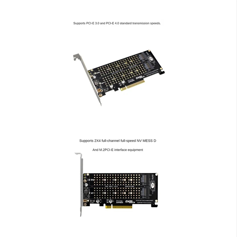Practical-RAID Card NVME M.2 M KEY SSD Expansion Adapter Extended Dual NVME RAID PCI-E X8 Split Card