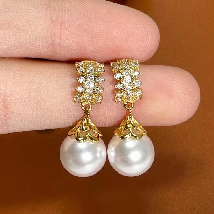 

DIY Gorgeous 925 Sterling Silver Earrings Base Findings Mountings Jewelry Mounts Fittings Women's Accessories for 9-10mm Beads