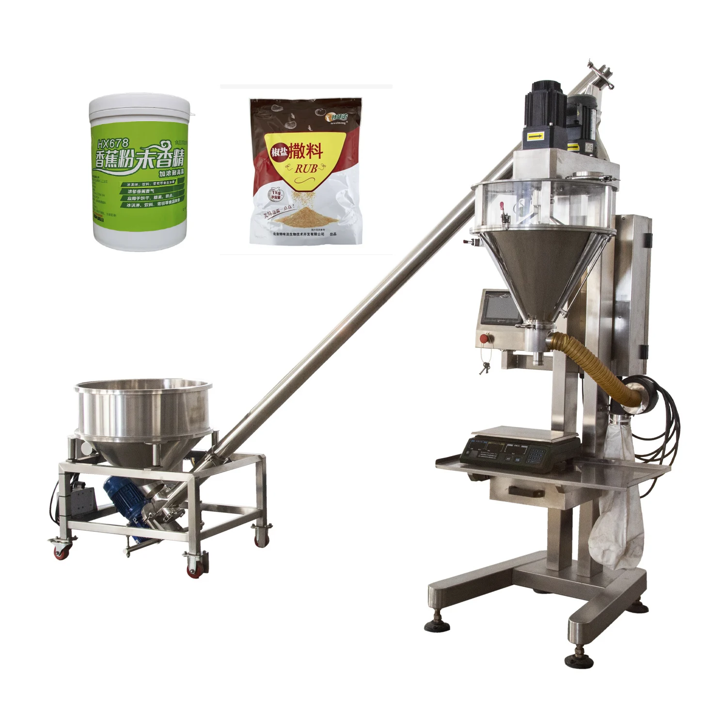 Semi-automatic Talcum Dry Corn Wheat Flour Powder Auger Filling Machine 500g