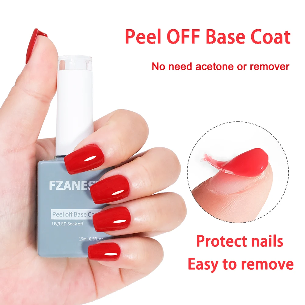 FZANEST Peel Off Gel Base Coat 15ml UV LED Lamp Peelabel Base Gel Polish Liquid Clear Practice Gel Polish